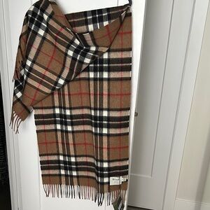 Wool Bronte Thompson Camel Tartan Stole unisex scarf made London 🇬🇧